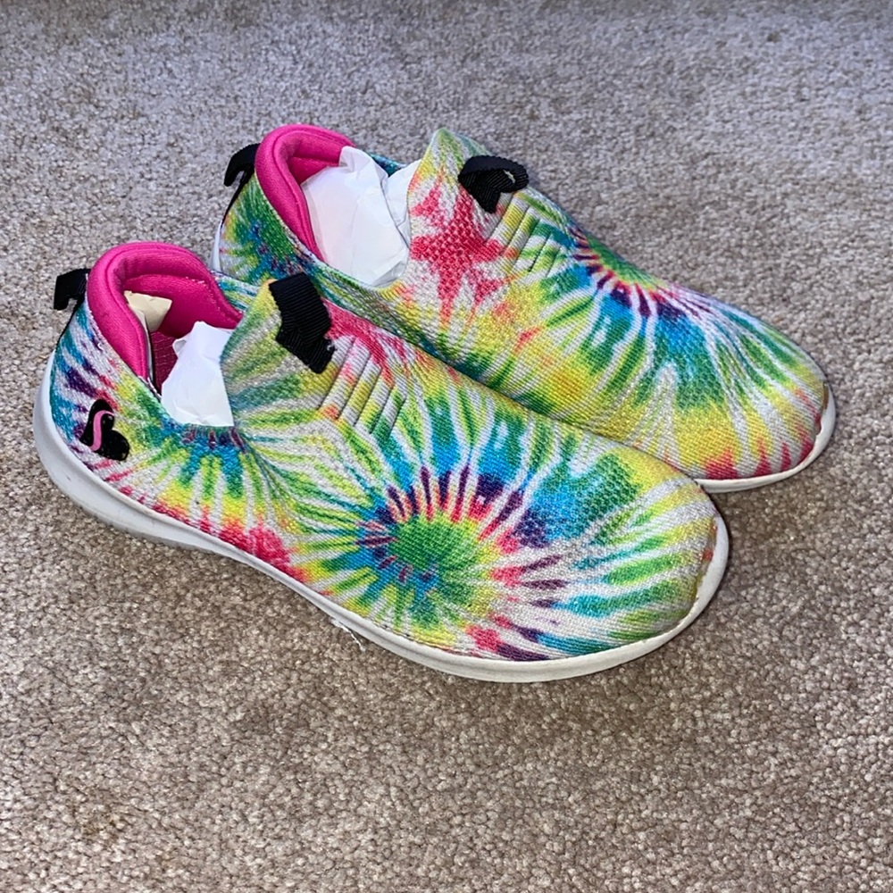 Sketchers tie dye metallic memory foam slip on, sz 2 youth